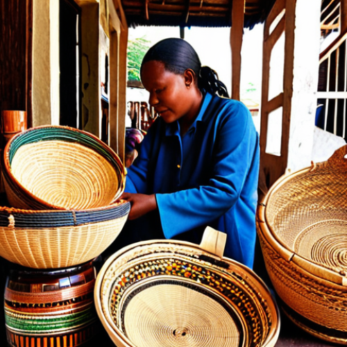 Home 18 **
A vibrant, bustling Comorian marketplace filled with local artisans displaying their crafts – intricately woven baskets, wood carvings, and bottles of ylang-ylang oil. Tourists are interacting directly with the artisans, purchasing goods, and engaging in conversation. Focus on capturing the warmth and authenticity of the cultural exchange, highlighting the economic empowerment of the local community, especially women. Use natural lighting to emphasize the colors and textures of the crafts and the marketplace environment.
**