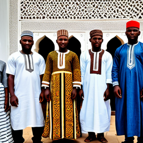 Home 8 **
"A group of Comorian people in traditional, fully clothed attire, showcasing diverse features and clothing styles, gathered around a historical Shirazi mosque with intricate carvings, safe for work, appropriate content, perfect anatomy, natural proportions, family-friendly, modest dress, professional quality."
**