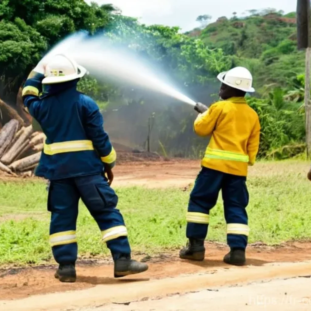 코모로 소방 안전 관리 - **Comorian Firefighters' Unwavering Dedication**
A group of resilient Comorian firefighters, bot...