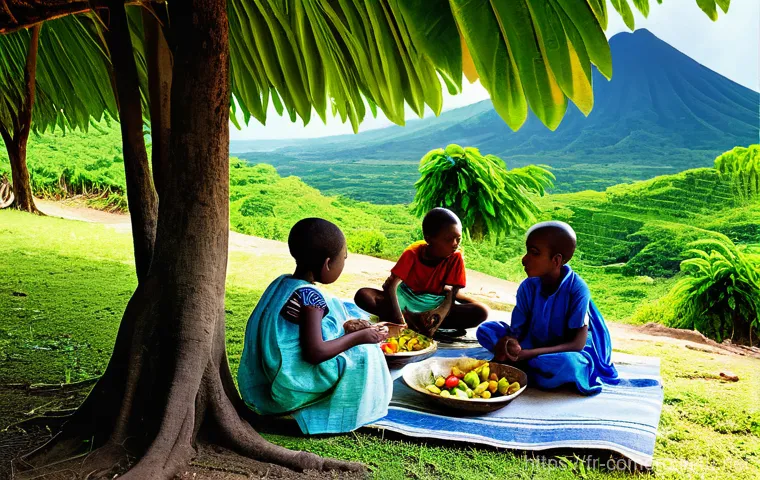 코모로 화산투어 안내 - **Prompt:** "A breathtaking, panoramic view of the immense Karthala volcano crater at either sunrise...