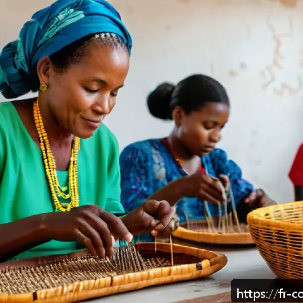코모로 소규모 비즈니스 기회 - A vibrant Comorian artisan workshop scene showing skilled local artisans crafting traditional coral ...