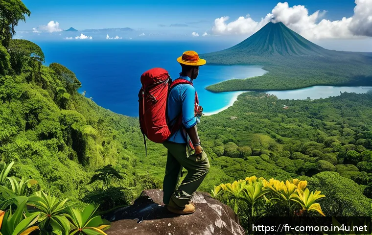 코모로와 몰디브 비교 - A breathtaking panoramic view of Grande Comore island featuring the lush tropical rainforest merging...